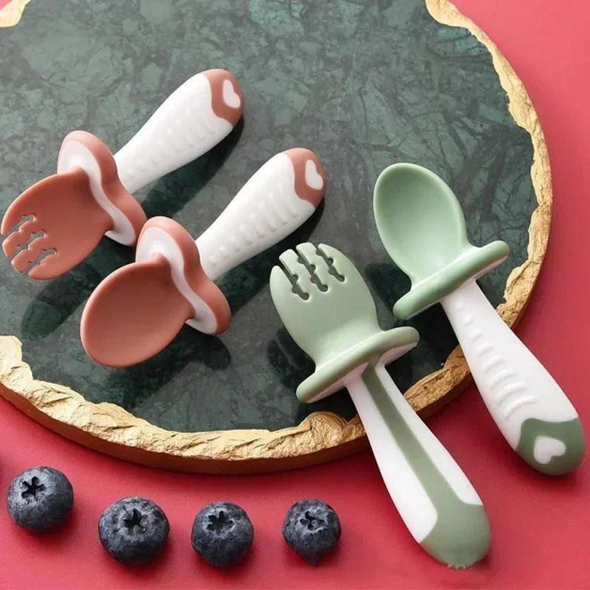 Baby Spoon Fork Silicone Child - Baby Food Set review and price