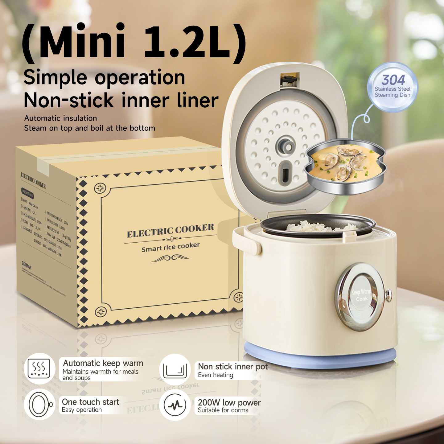 Electric Rice Cooker 1.2L Mini - Baby Rice Food review and price